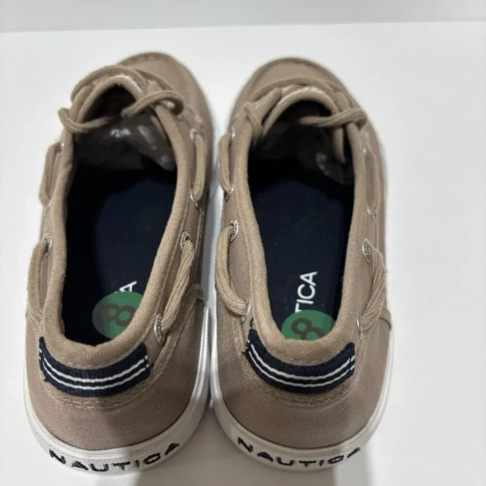 Nautica Men’s Spinnaker Twill Brown Boat Shoes, Size 8 M